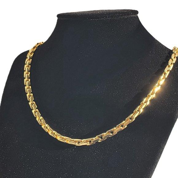 18K Gold Chain Link Womens Necklace 24" Sterling Silver Stamped Ladies Jewelry - Picture 7 of 8